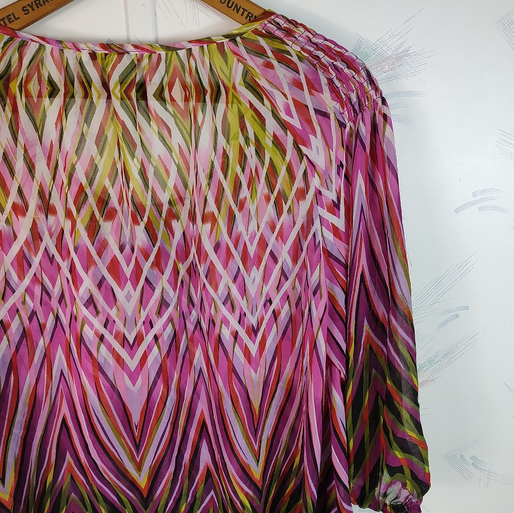 Black Rainn Pink Printed Blouse Large - Picture 11 of 12
